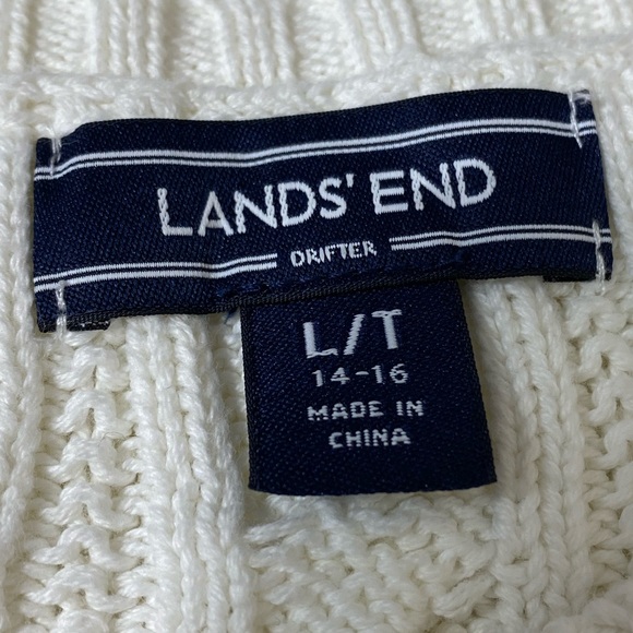 LAND’S END || Woman’s Cable white pull over sweater size Large - Picture 7 of 7